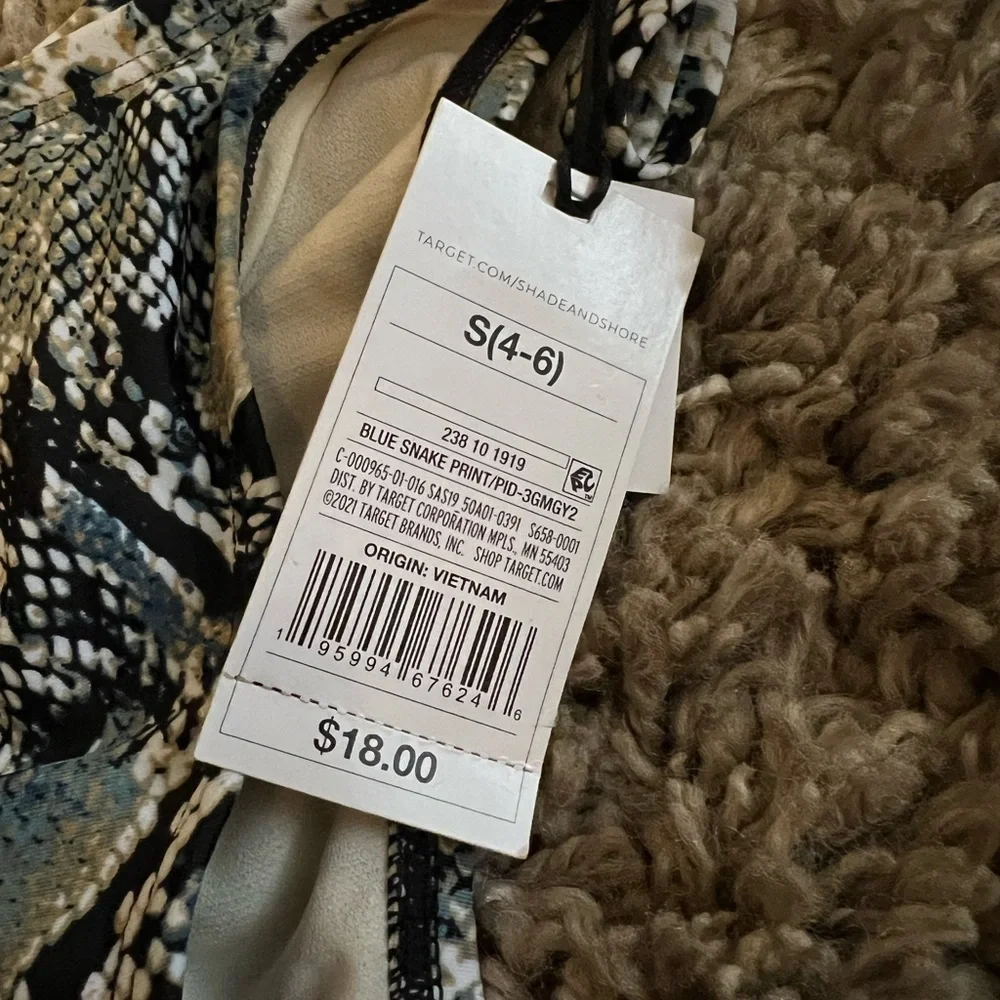 NWT Shade & Shore blue snake skin cheeky bikini bottoms
